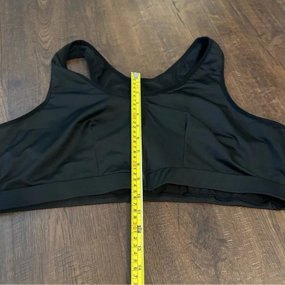 Black Women's Plus Size Zip Front Sports Bra - Picture 4 of 5